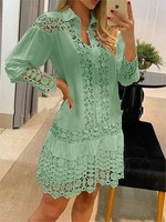 Summer Long Sleeve Lace Splicing Cutout 3